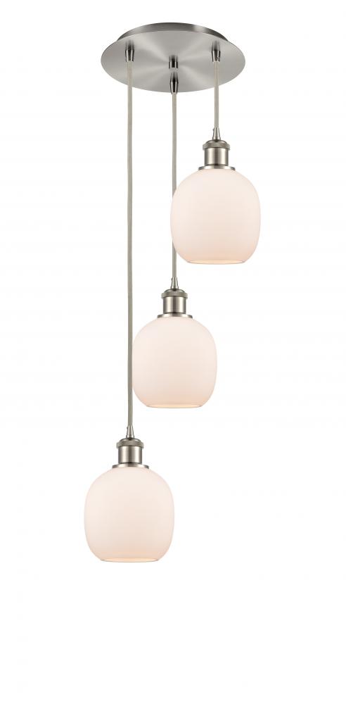 Belfast - 3 Light - 13 inch - Brushed Satin Nickel - Cord Hung - Multi Pendant