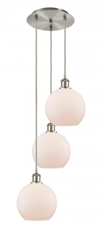 Athens - 3 Light - 15 inch - Brushed Satin Nickel - Cord Hung - Multi Pendant