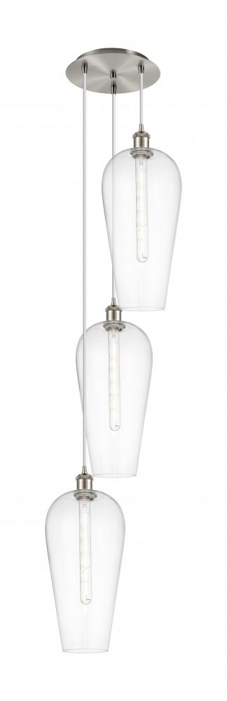 Chelsea - 3 Light - 15 inch - Brushed Satin Nickel - Cord Hung - Multi Pendant