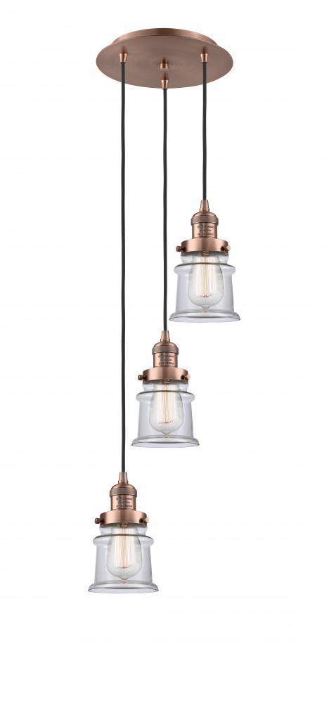 Canton - 3 Light - 12 inch - Antique Copper - Cord hung - Multi Pendant
