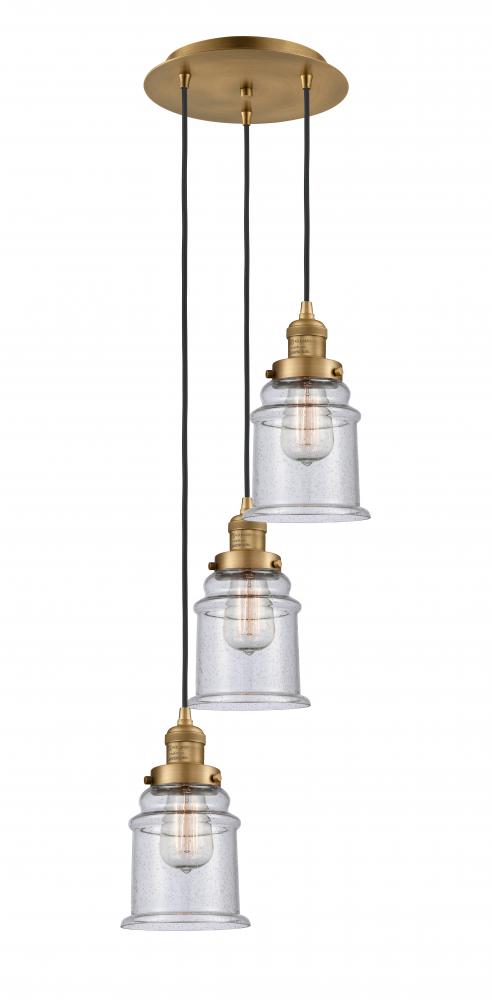 Canton - 3 Light - 13 inch - Brushed Brass - Cord hung - Multi Pendant