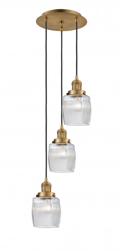 Colton - 3 Light - 12 inch - Brushed Brass - Cord hung - Multi Pendant