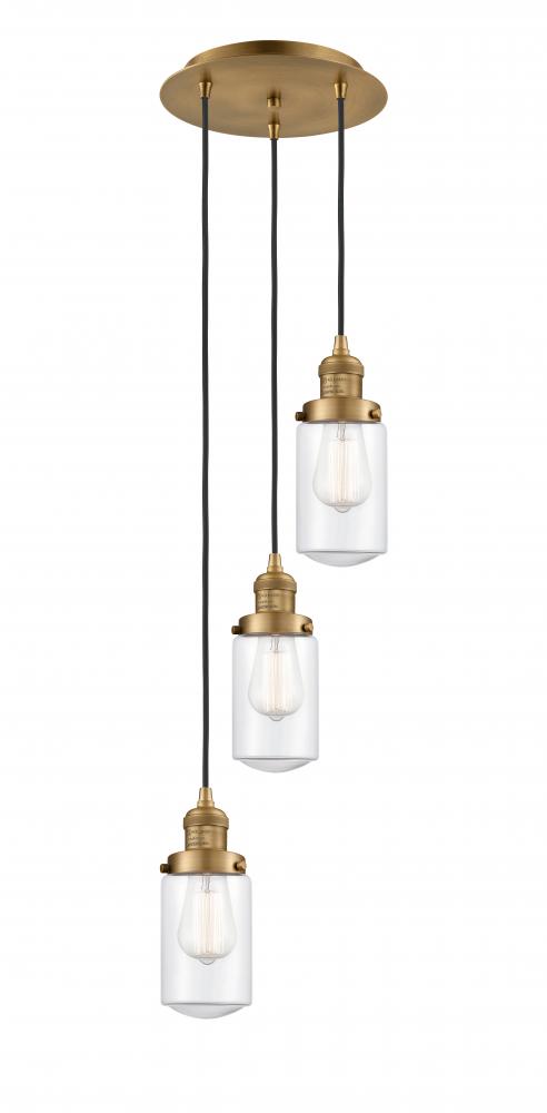 Dover - 3 Light - 11 inch - Brushed Brass - Cord hung - Multi Pendant