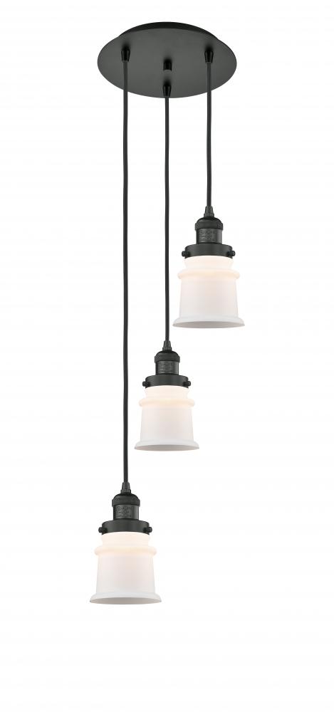 Canton - 3 Light - 12 inch - Matte Black - Cord hung - Multi Pendant