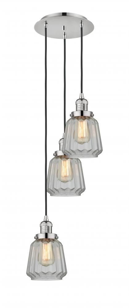 Chatham - 3 Light - 14 inch - Polished Nickel - Cord hung - Multi Pendant