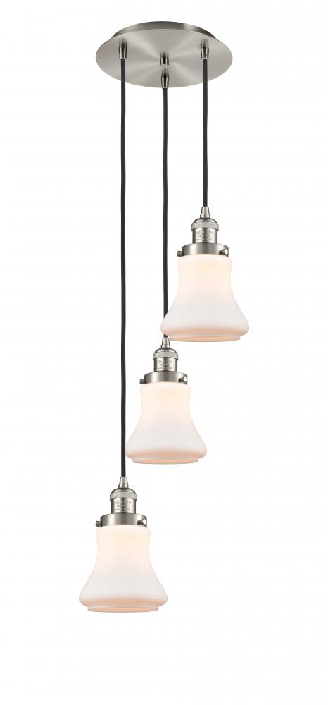 Bellmont - 3 Light - 13 inch - Brushed Satin Nickel - Cord hung - Multi Pendant