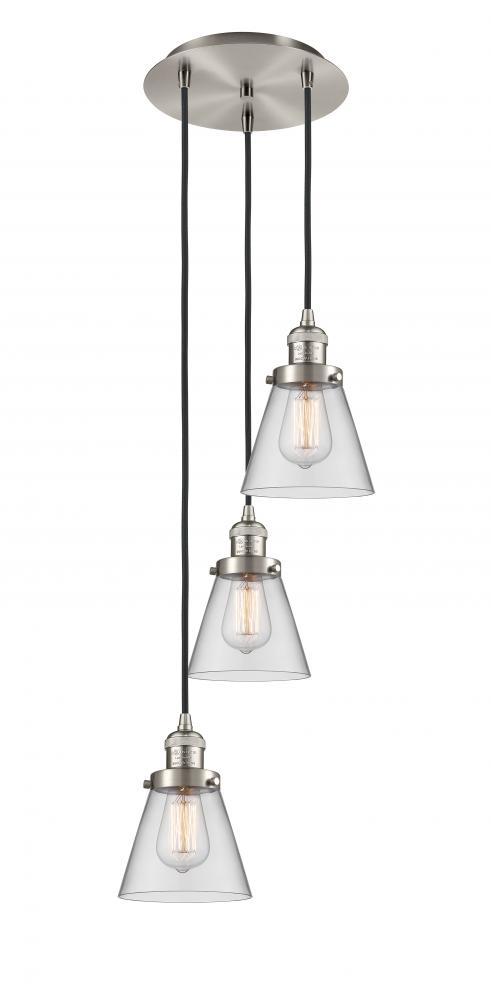 Cone - 3 Light - 13 inch - Brushed Satin Nickel - Cord hung - Multi Pendant