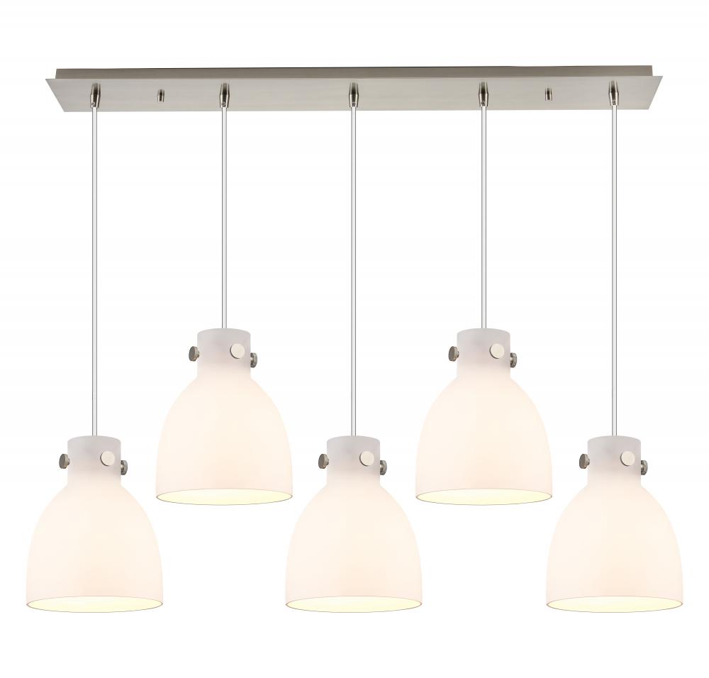 Newton Bell - 5 Light - 40 inch - Brushed Satin Nickel - Linear Pendant