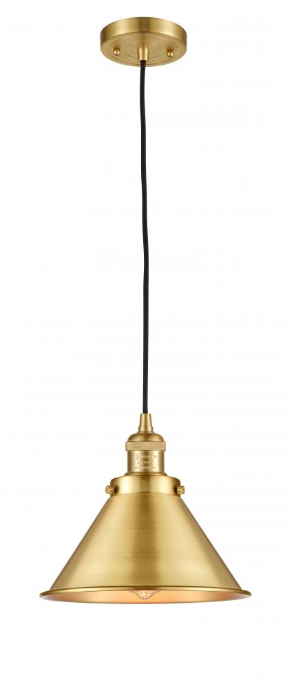 Briarcliff - 1 Light - 10 inch - Satin Gold - Cord hung - Mini Pendant