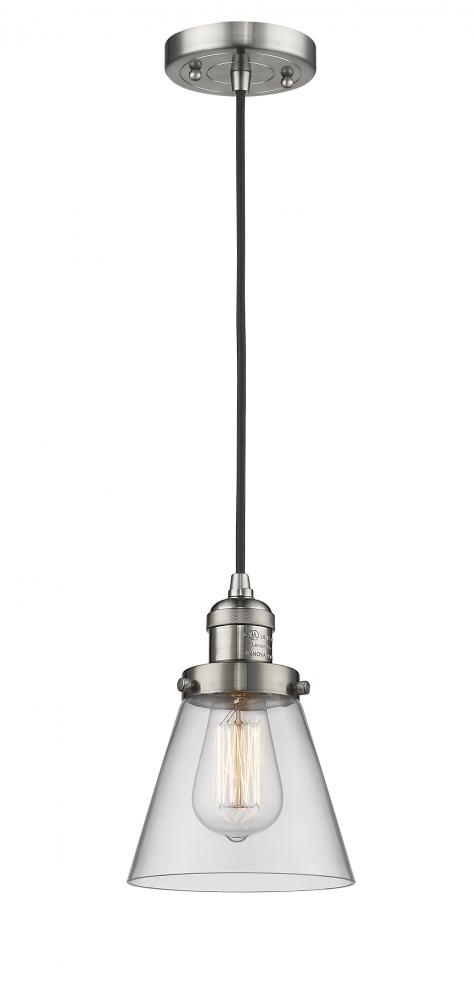 Cone - 1 Light - 6 inch - Brushed Satin Nickel - Cord hung - Mini Pendant