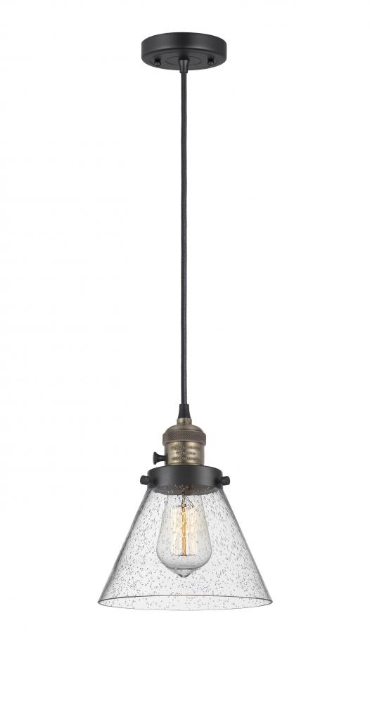 Cone - 1 Light - 8 inch - Black Antique Brass - Cord hung - Mini Pendant