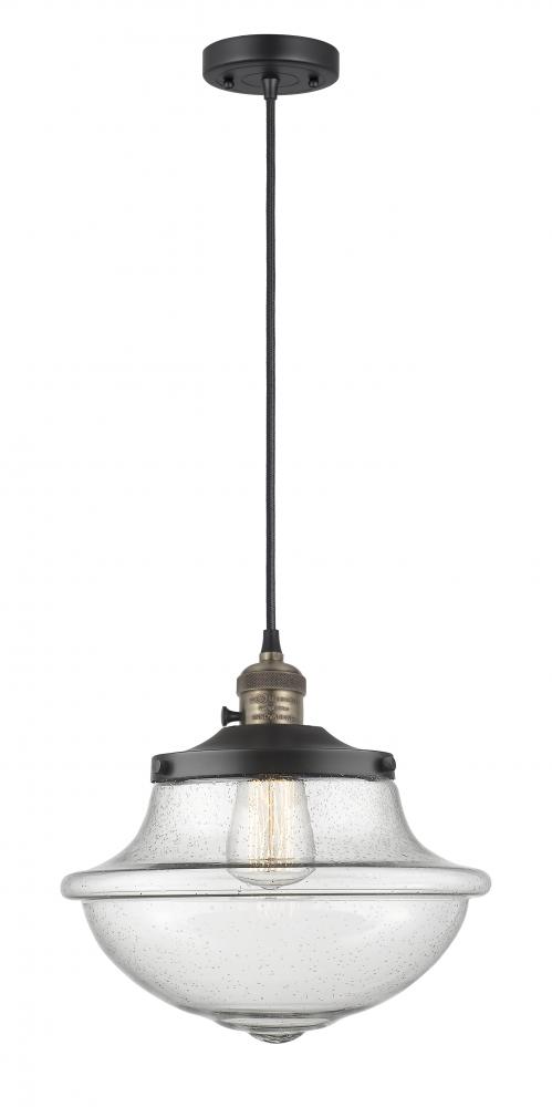 Oxford - 1 Light - 12 inch - Black Antique Brass - Cord hung - Mini Pendant