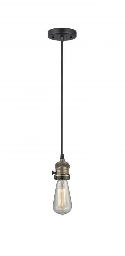 Bare Bulb - 1 Light - 3 inch - Black Antique Brass - Cord hung - Mini Pendant