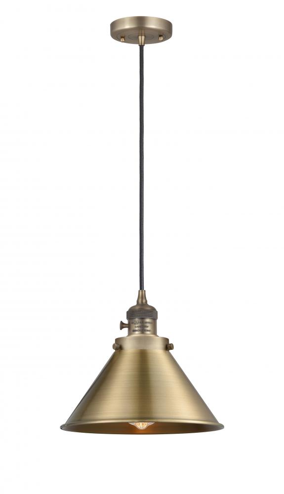 Briarcliff - 1 Light - 10 inch - Brushed Brass - Cord hung - Mini Pendant