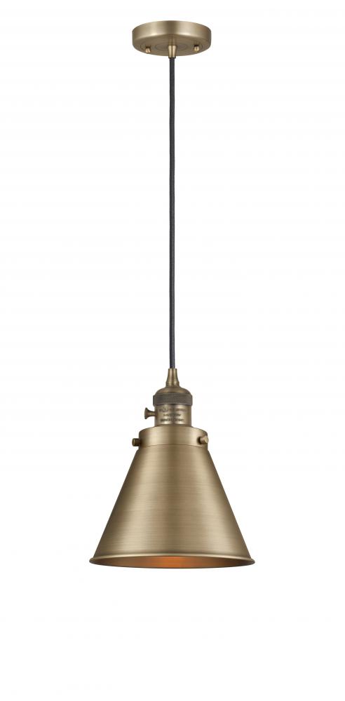 Appalachian - 1 Light - 8 inch - Brushed Brass - Cord hung - Mini Pendant