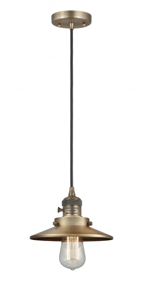 Railroad - 1 Light - 8 inch - Brushed Brass - Cord hung - Mini Pendant