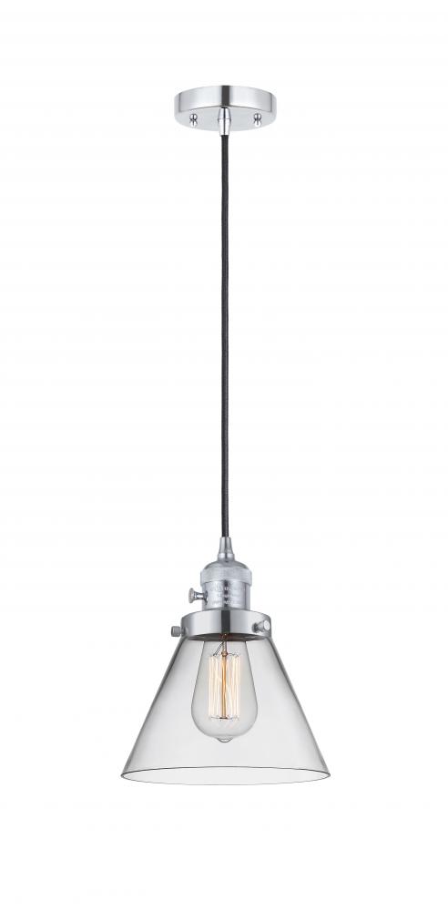 Cone - 1 Light - 8 inch - Polished Chrome - Cord hung - Mini Pendant