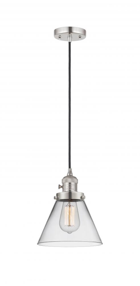 Cone - 1 Light - 8 inch - Polished Nickel - Cord hung - Mini Pendant