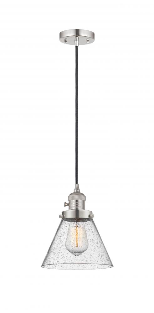 Cone - 1 Light - 8 inch - Polished Nickel - Cord hung - Mini Pendant