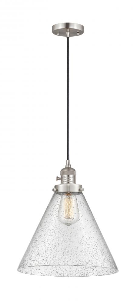 Cone - 1 Light - 12 inch - Brushed Satin Nickel - Cord hung - Mini Pendant