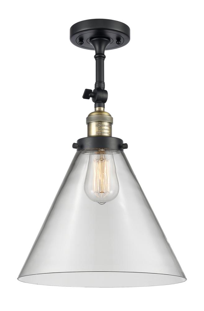 Cone - 1 Light - 12 inch - Black Antique Brass - Adjustable Semi-Flush Mount