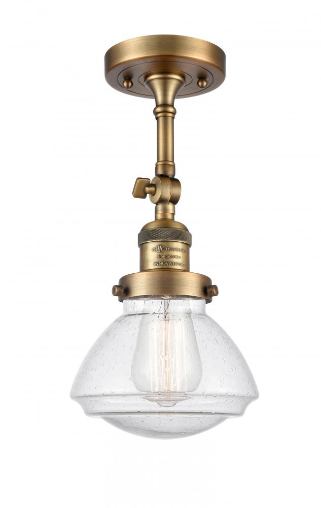 Olean - 1 Light - 7 inch - Brushed Brass - Adjustable Semi-Flush Mount