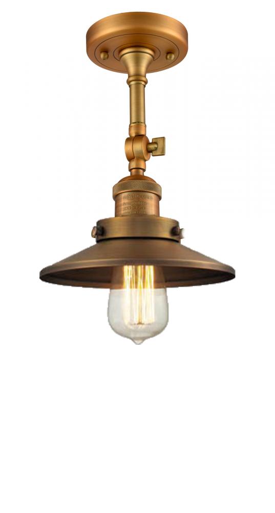 Railroad - 1 Light - 8 inch - Brushed Brass - Adjustable Semi-Flush Mount
