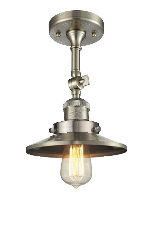 Railroad - 1 Light - 8 inch - Brushed Satin Nickel - Adjustable Semi-Flush Mount