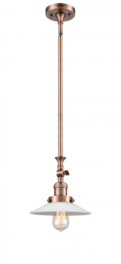 Halophane - 1 Light - 9 inch - Antique Copper - Stem Hung - Mini Pendant