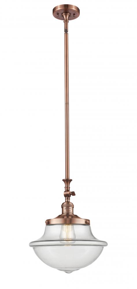 Oxford - 1 Light - 12 inch - Antique Copper - Stem Hung - Adjustable Mini Pendant