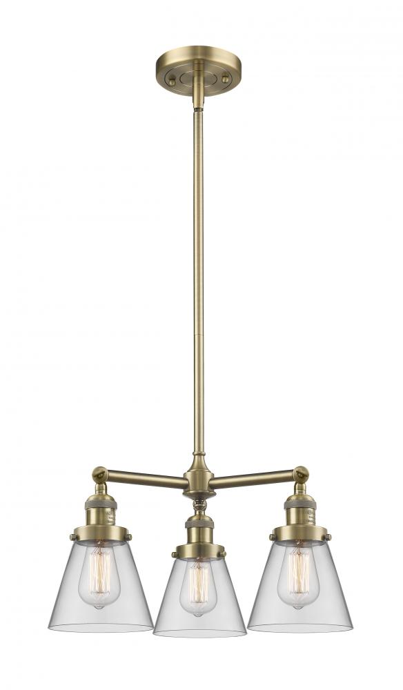 Cone - 3 Light - 19 inch - Antique Brass - Stem Hung - Chandelier