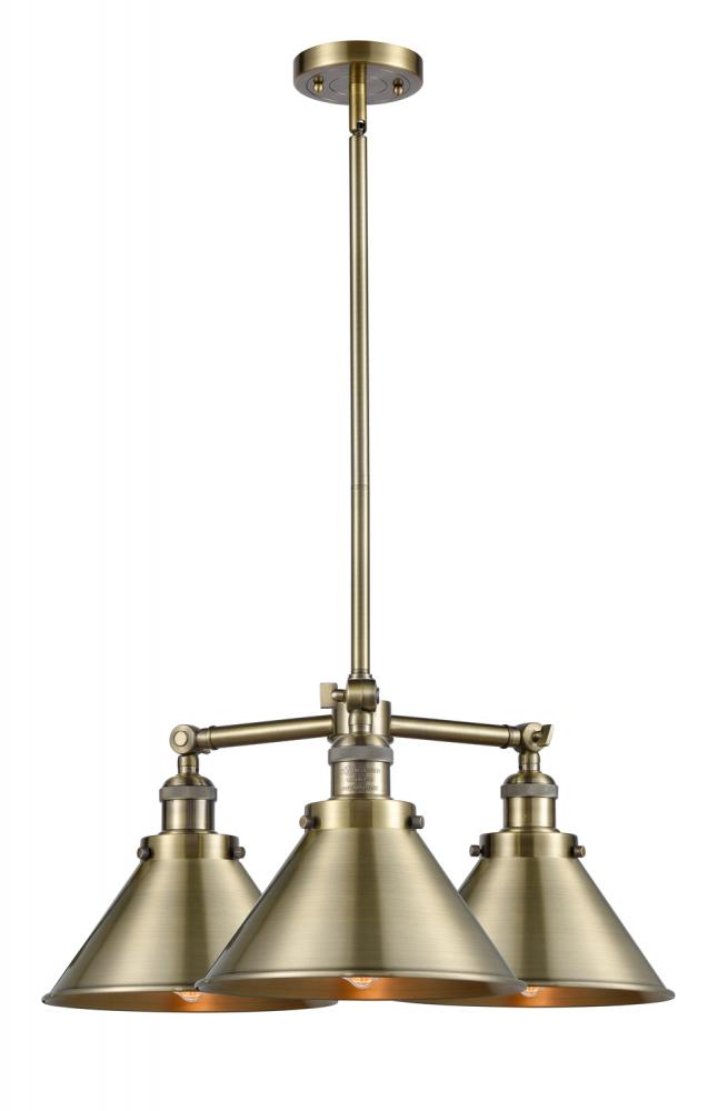 Briarcliff - 3 Light - 24 inch - Antique Brass - Stem Hung - Chandelier