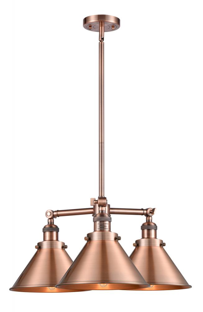 Briarcliff - 3 Light - 24 inch - Antique Copper - Stem Hung - Chandelier
