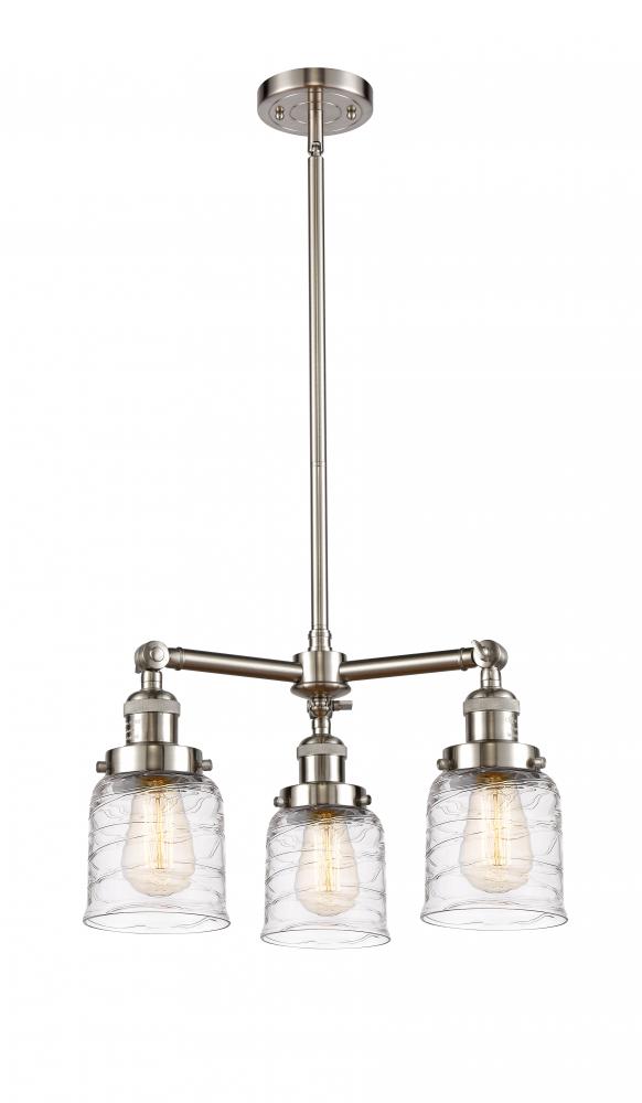 Bell - 3 Light - 19 inch - Brushed Satin Nickel - Stem Hung - Chandelier