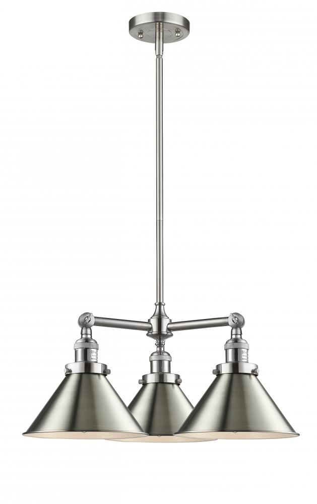 Briarcliff - 3 Light - 24 inch - Brushed Satin Nickel - Stem Hung - Chandelier