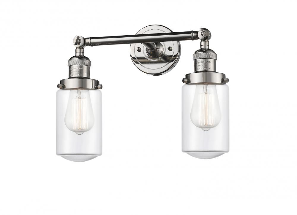Dover - 2 Light - 14 inch - Polished Nickel - Adjustable Bath Vanity Light