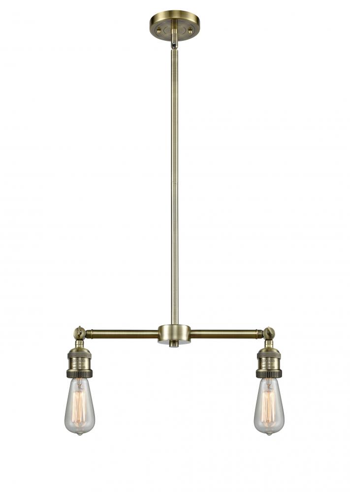 Bare Bulb - 2 Light - 8 inch - Antique Brass - Stem Hung - Island Light