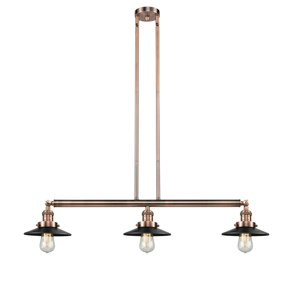 Railroad - 3 Light - 41 inch - Antique Copper - Stem Hung - Island Light