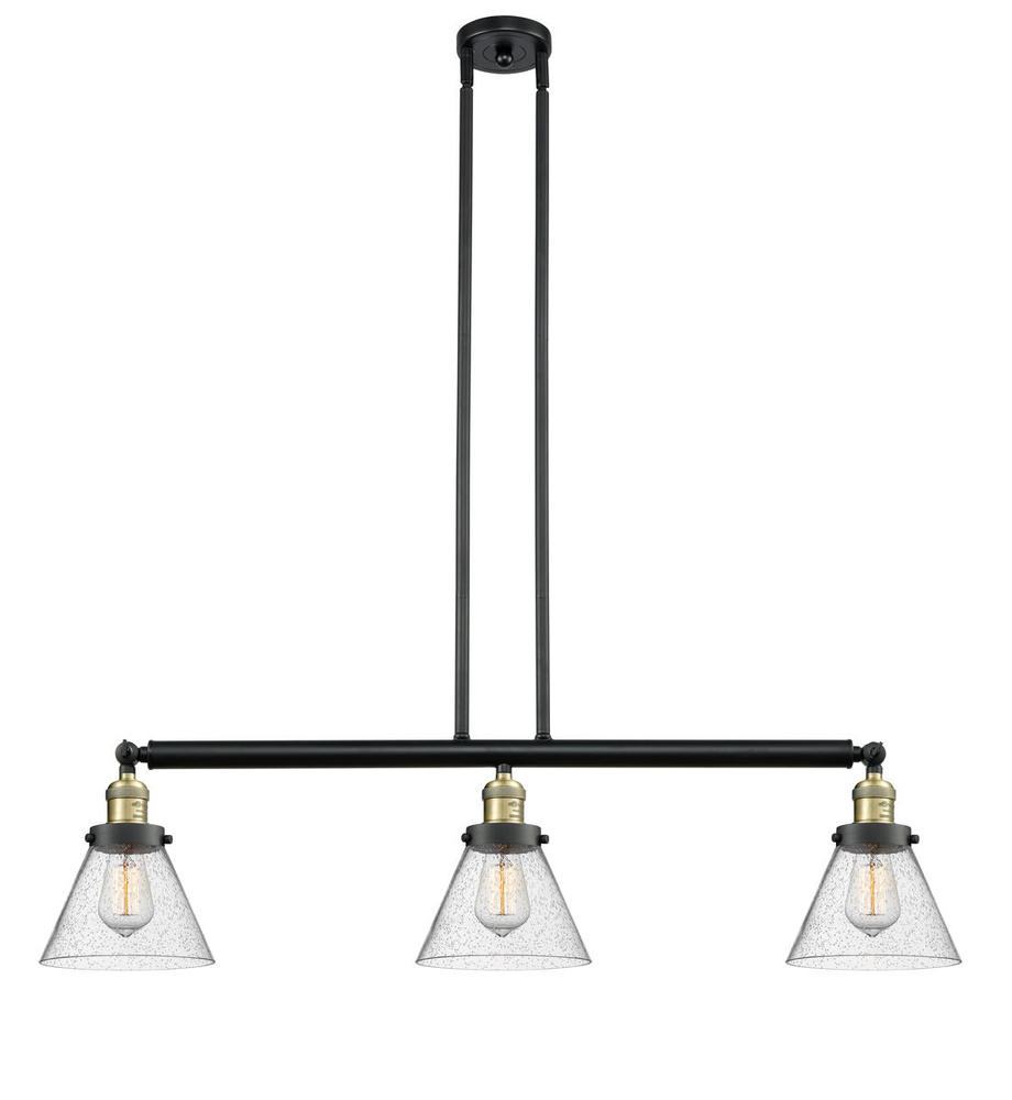 Cone - 3 Light - 40 inch - Black Antique Brass - Stem Hung - Adjustable Island Light