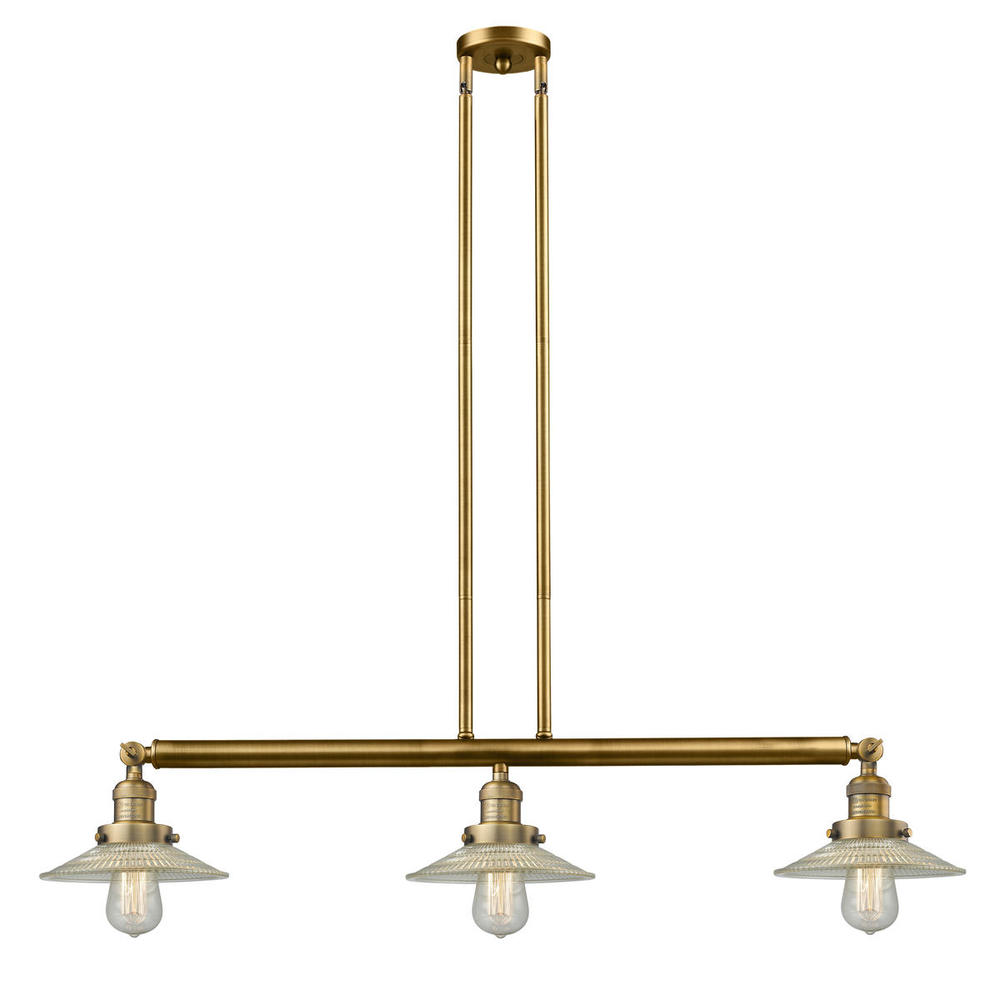 Halophane - 3 Light - 41 inch - Brushed Brass - Stem Hung - Adjustable Island Light