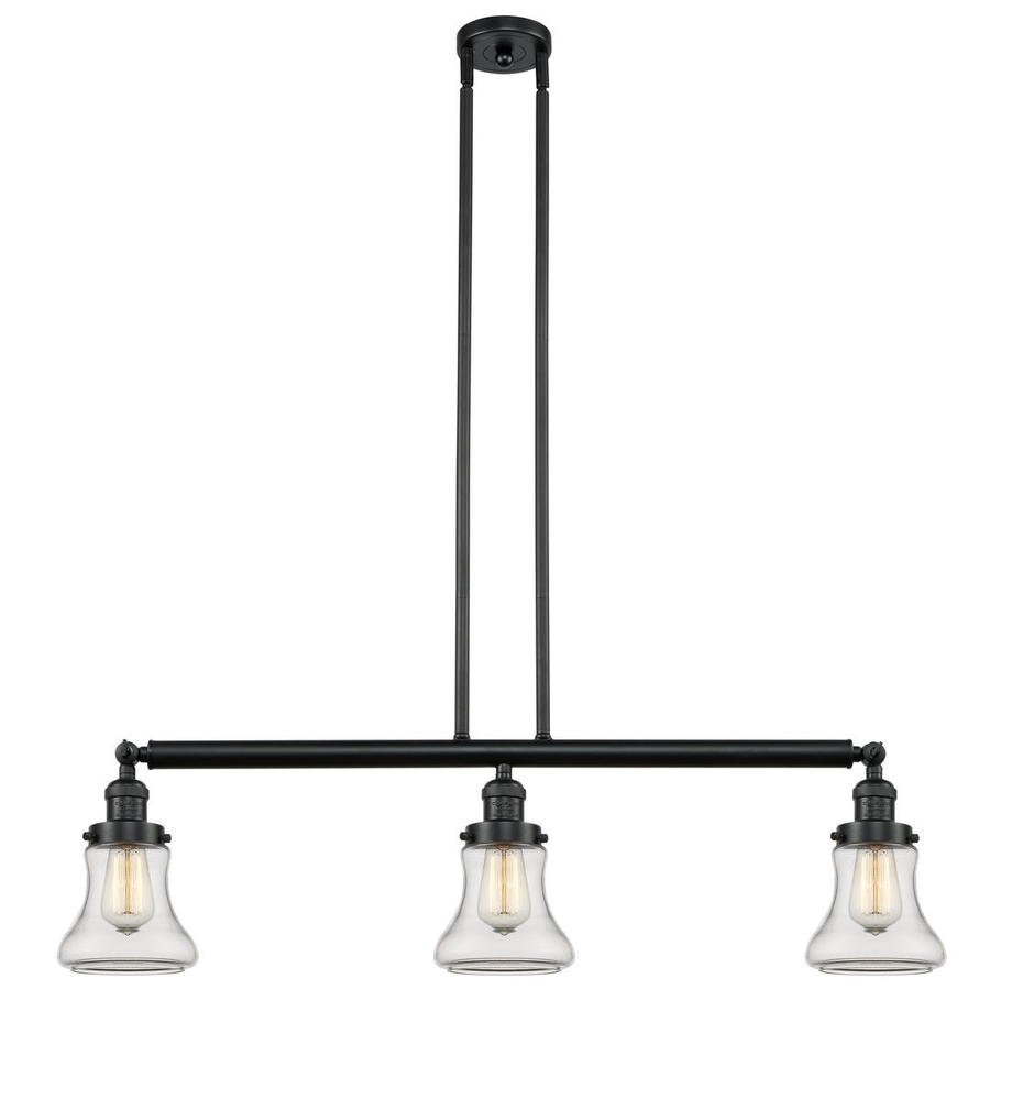 Bellmont - 3 Light - 39 inch - Matte Black - Stem Hung - Adjustable Island Light