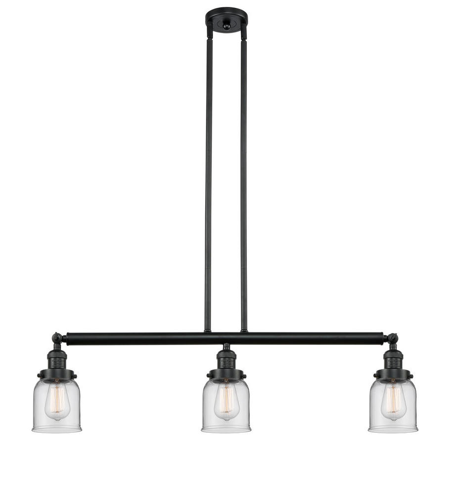 Bell - 3 Light - 38 inch - Matte Black - Stem Hung - Adjustable Island Light