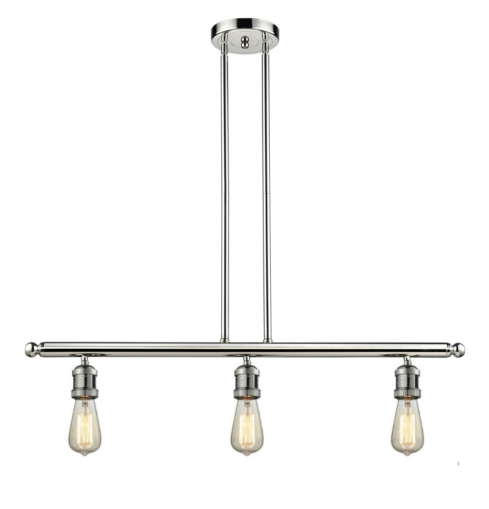 Bare Bulb - 3 Light - 38 inch - Polished Nickel - Stem Hung - Adjustable Island Light