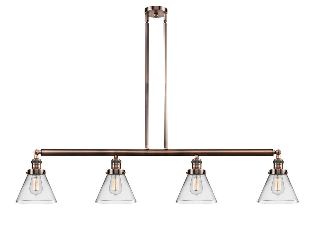 Cone - 4 Light - 52 inch - Antique Copper - Stem Hung - Island Light