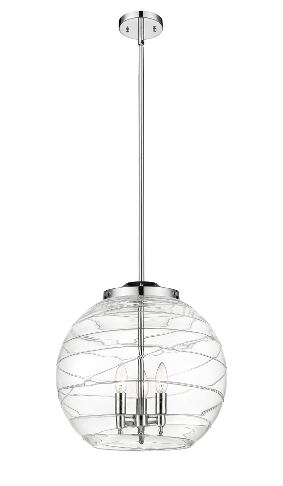 Athens Deco Swirl - 3 Light - 16 inch - Polished Chrome - Stem hung - Pendant