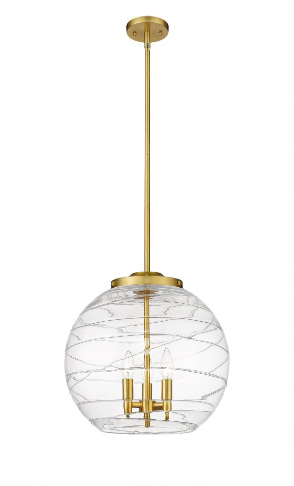 Athens Deco Swirl - 3 Light - 16 inch - Satin Gold - Cord hung - Pendant