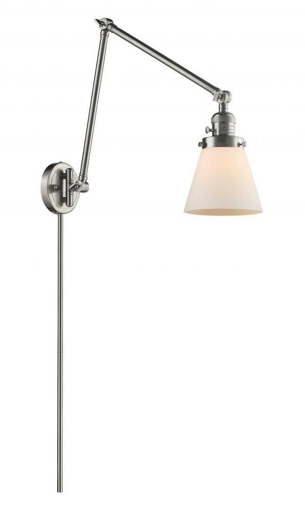Cone - 1 Light - 8 inch - Brushed Satin Nickel -Adjustable Swing Arm