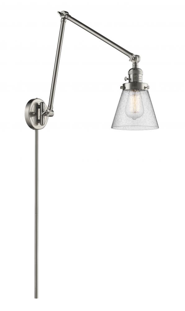 Cone - 1 Light - 8 inch - Brushed Satin Nickel -Adjustable Swing Arm
