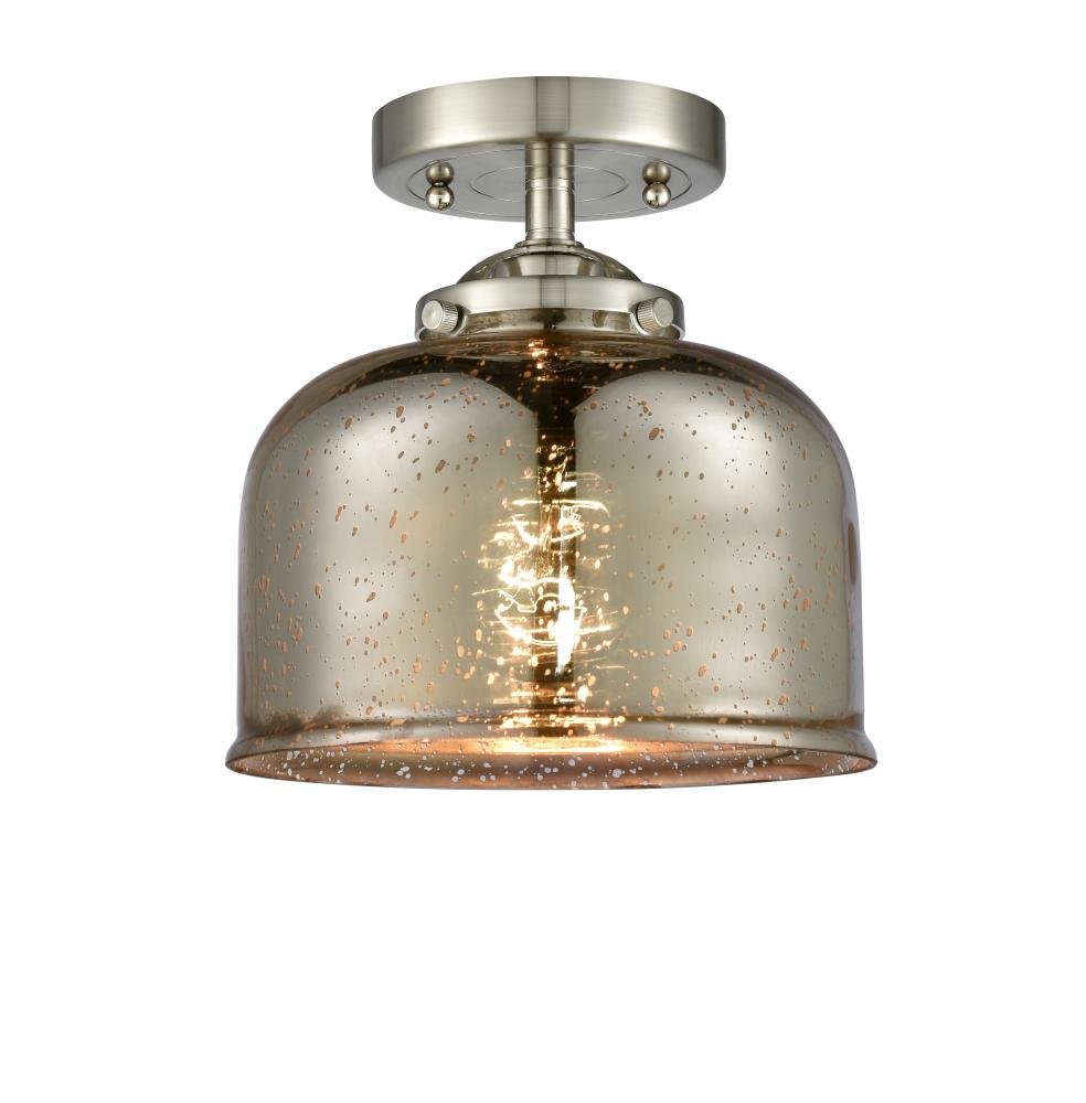 Bell - 1 Light - 8 inch - Brushed Satin Nickel - Semi-Flush Mount