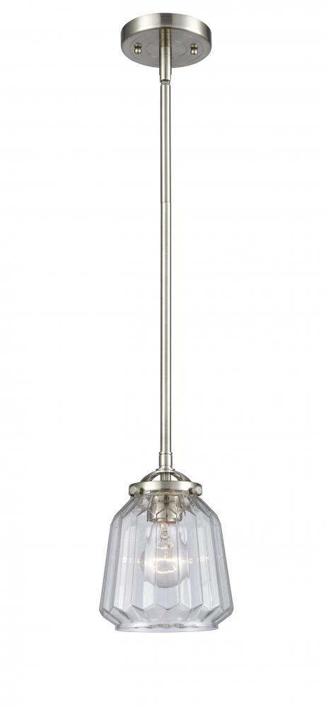 Chatham - 1 Light - 7 inch - Brushed Satin Nickel - Stem hung - Mini Pendant